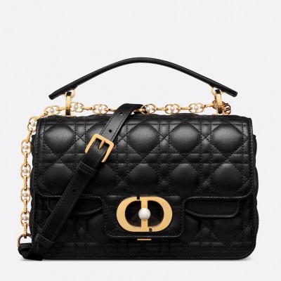 Dior Small Jolie Top Handle Bag in Black Cannage Calfskin