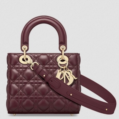 Dior Small Lady Dior My ABCDior Bag in Burgundy Lambskin