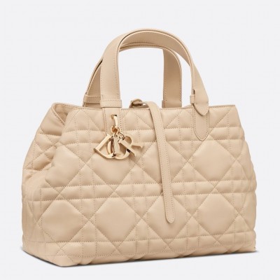 Dior Toujours Medium Bag in Beige Macrocannage Calfskin