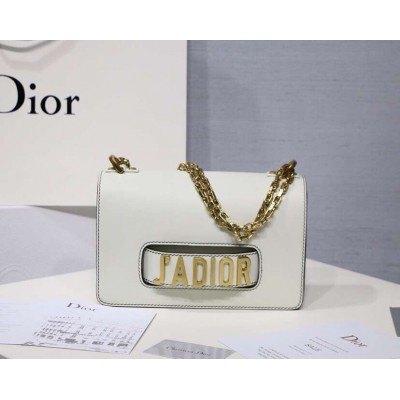 Dior White J'Adior Calfskin Flap Bag