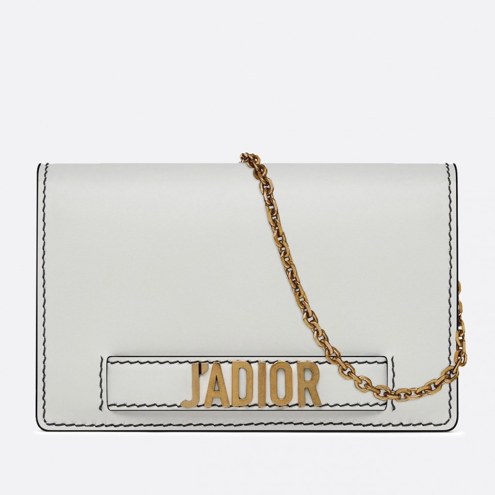 Dior White J'Adior Wallet On Chain Pouch