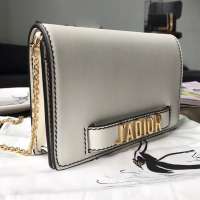 Dior White J'Adior Wallet On Chain Pouch